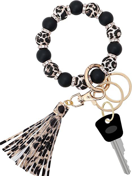 Wholesale Colorful Silicone Bead Tassel Beaded Wrist Keychain